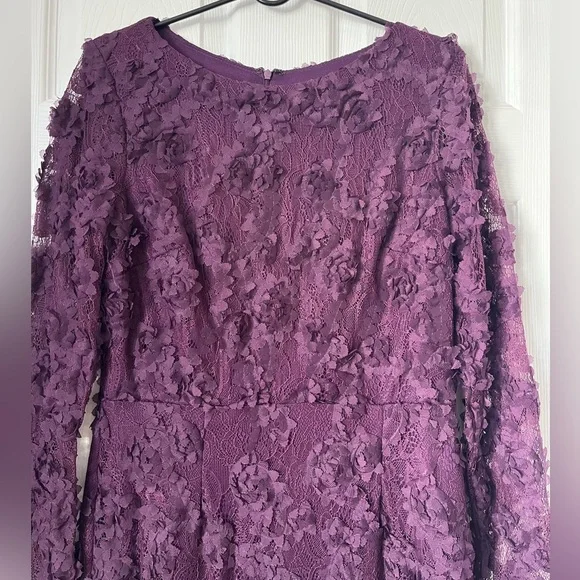 Xscape Purple Floral Lace Soutache Sheath Dress Size 12 NWT